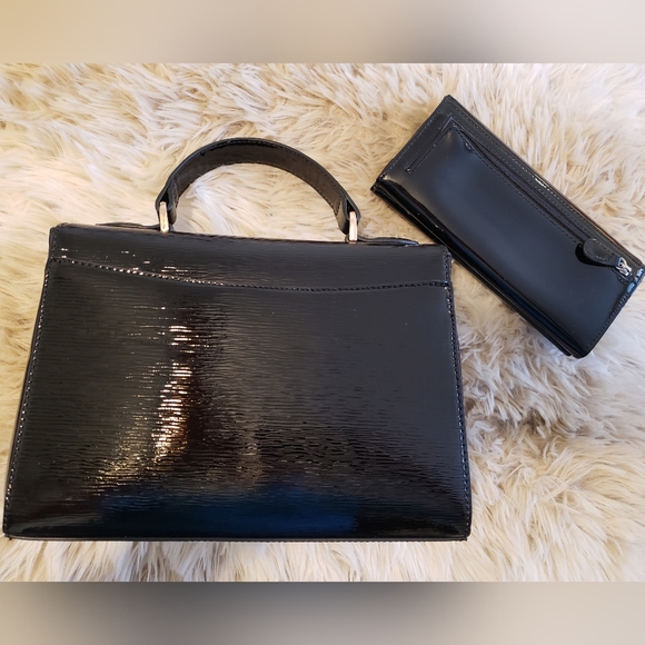 Giani Bernini Black Patent Leather Purse AND matching Wallet - Picture 2 of 8